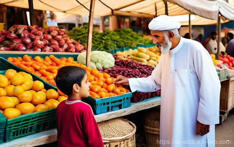 체험 기반 교육을 위한 지역 사회 참여 방법 - **Prompt:** A heartwarming and authentic scene featuring an elderly Arab grandfather (in modest, tra...
