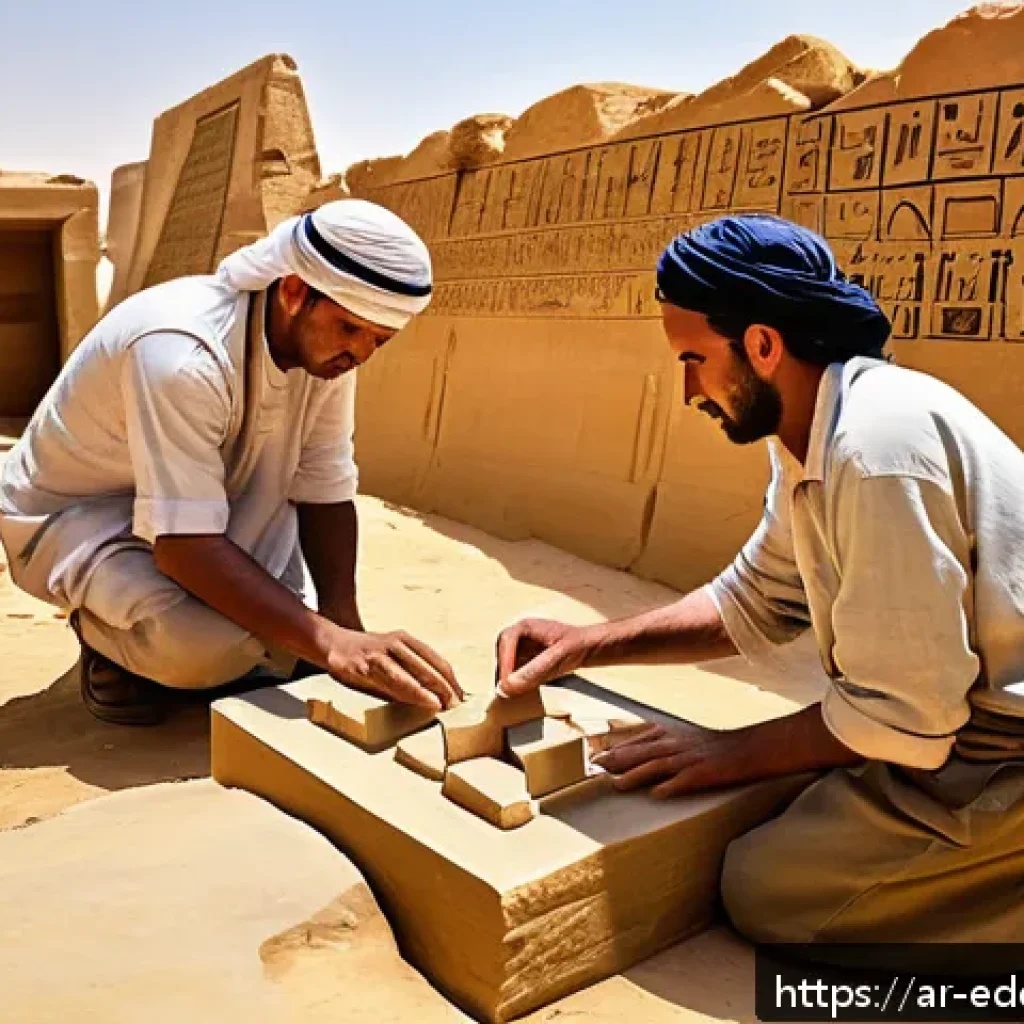 체험 기반 교육의 역사적 배경 - An ancient Egyptian workshop scene showing skilled artisans and apprentices engaged in hands-on lear...