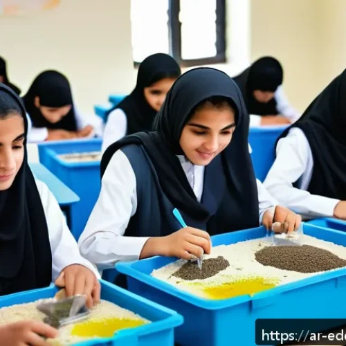Home 33 체험 기반 교육의 교육과정 통합 방법 - A vibrant classroom scene in an Arabic school setting where a diverse group of Arab students aged ar...